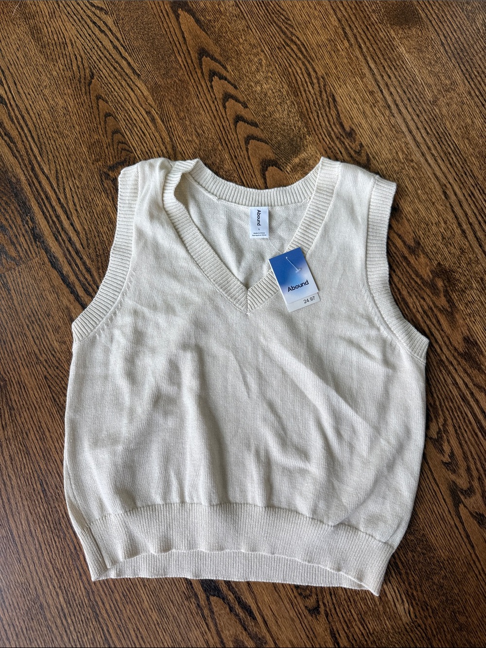 Abound Ivory Knit V-Neck Sweater Vest